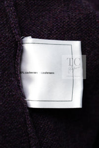 CHANEL 14B Plum Purple Lion Button Cashmere 100 Knit Cardigan 38 シャネル プラム パープル ライオンボタン カシミヤ 100 ニット カーディガン 即発