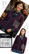 CHANEL 14B Plum Purple Lion Button Cashmere 100 Knit Cardigan 38 シャネル プラム パープル ライオンボタン カシミヤ 100 ニット カーディガン 即発