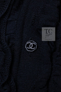 CHANEL 03A Ivory Creme Black Frill Wool Knit Cardigan 38 シャネル アイボリー クリーム ブラック フリル ウール ニット カーディガン 即発