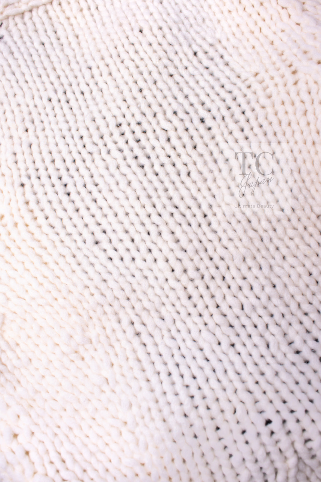 CHANEL 03A Ivory Creme Black Frill Wool Knit Cardigan 38 シャネル アイボリー クリーム ブラック フリル ウール ニット カーディガン 即発