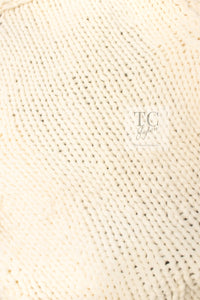 CHANEL 03A Ivory Creme Black Frill Wool Knit Cardigan 38 シャネル アイボリー クリーム ブラック フリル ウール ニット カーディガン 即発