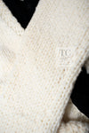 CHANEL 03A Ivory Creme Black Frill Wool Knit Cardigan 38 シャネル アイボリー クリーム ブラック フリル ウール ニット カーディガン 即発