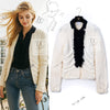 CHANEL 03A Ivory Creme Black Frill Wool Knit Cardigan 38 シャネル アイボリー クリーム ブラック フリル ウール ニット カーディガン 即発