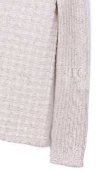 CHANEL 17PF Ivory Gold Metallic Super Soft Stretched Knit Cardigan 34 シャネル アイボリー ゴールド ふわふわ ニット ストレッチ カーディガン 即発