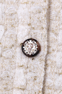 CHANEL 17PF Ivory Gold Metallic Super Soft Stretched Knit Cardigan 34 シャネル アイボリー ゴールド ふわふわ ニット ストレッチ カーディガン 即発