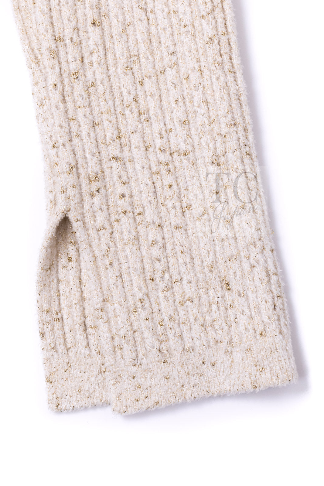 CHANEL 17PF Ivory Gold Metallic Super Soft Stretched Knit Cardigan 34 シャネル アイボリー ゴールド ふわふわ ニット ストレッチ カーディガン 即発