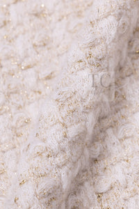 CHANEL 17PF Ivory Gold Metallic Super Soft Stretched Knit Cardigan 34 シャネル アイボリー ゴールド ふわふわ ニット ストレッチ カーディガン 即発