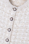CHANEL 17PF Ivory Gold Metallic Super Soft Stretched Knit Cardigan Lion CC Button 38 シャネル アイボリー ゴールド ふわふわ ニット ストレッチ カーディガン ライオン CC ボタン 即発