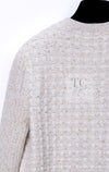 CHANEL 17PF Ivory Gold Metallic Super Soft Stretched Knit Cardigan Lion CC Button 38 シャネル アイボリー ゴールド ふわふわ ニット ストレッチ カーディガン ライオン CC ボタン 即発