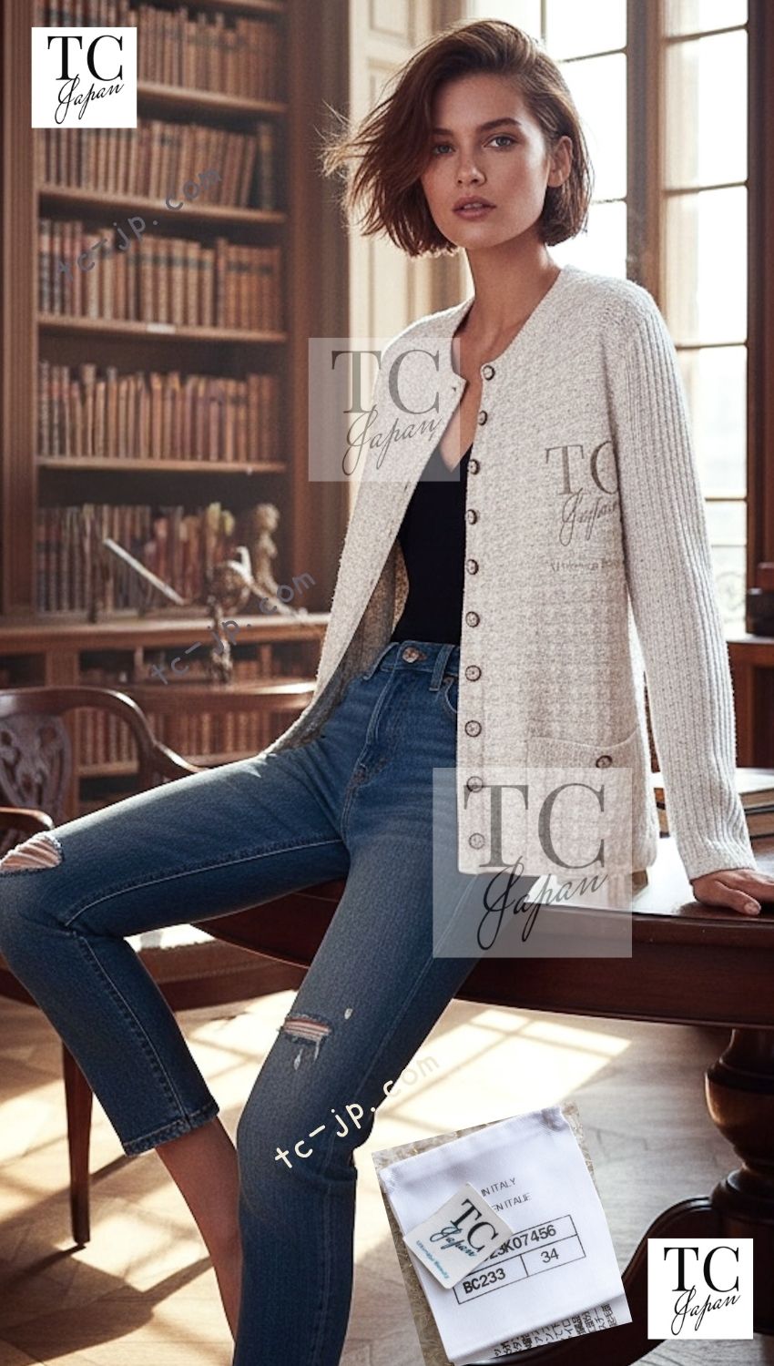 CHANEL 17PF Ivory Gold Metallic Super Soft Stretched Knit Cardigan 34 シャネル アイボリー ゴールド ふわふわ ニット ストレッチ カーディガン 即発