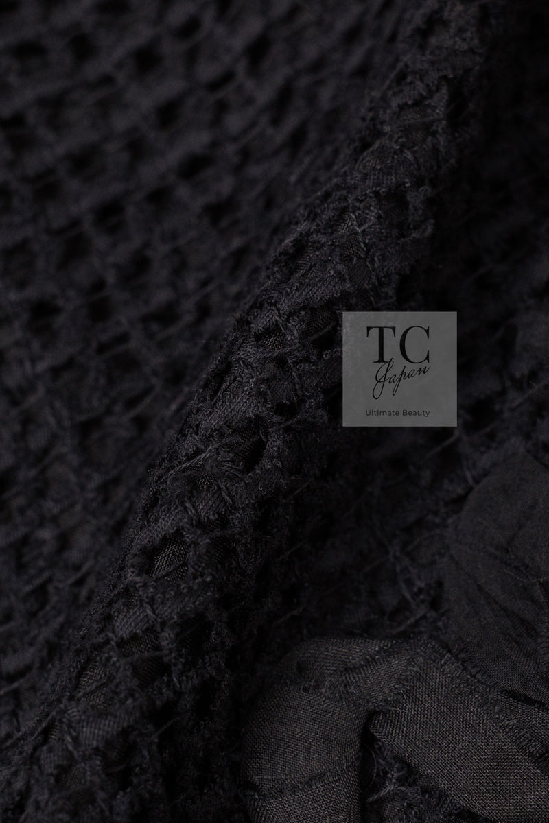 CHANEL 15S Black Floral Cardigan Jacket 38 40 42 シャネル ブラック フローラル 装飾 カーディガン ジャケット 即発