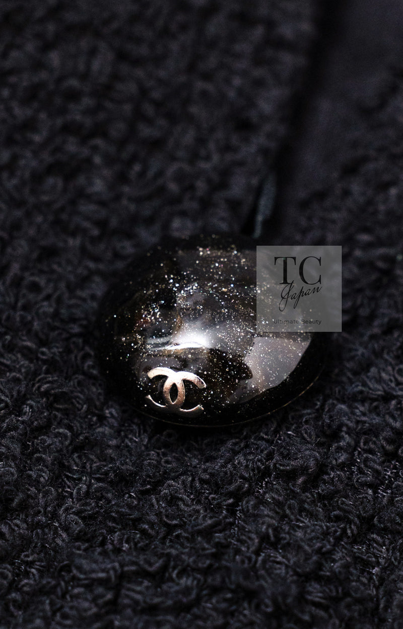 CHANEL 15S Black Floral Cardigan Jacket 38 40 42 シャネル ブラック フローラル 装飾 カーディガン ジャケット 即発