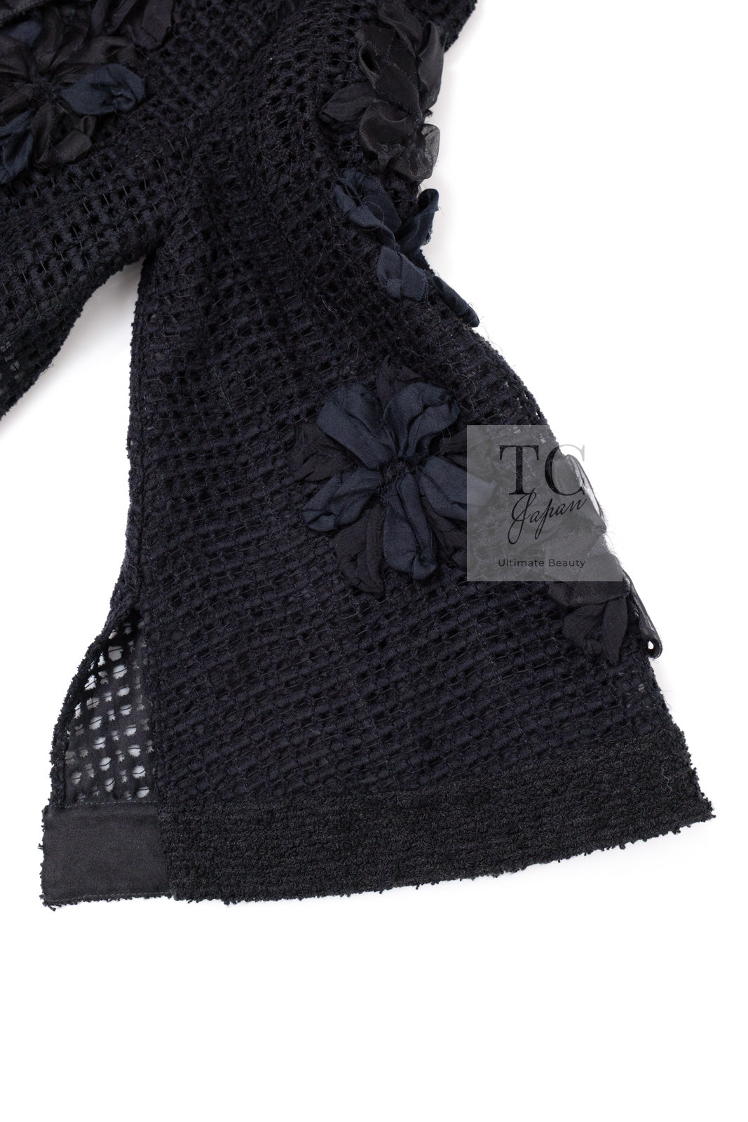 CHANEL 15S Black Floral Cardigan Jacket 38 40 42 シャネル ブラック フローラル 装飾 カーディガン ジャケット 即発