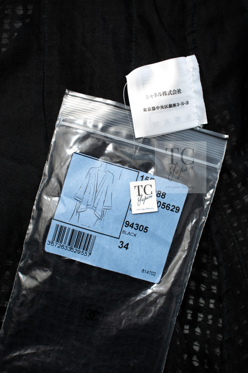 CHANEL 15S Black Floral Cardigan Jacket 38 40 42 シャネル ブラック フローラル 装飾 カーディガン ジャケット 即発