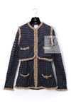 CHANEL 15C Navy Gold Metallic Pearl Trim Cardigan & Vest 38 シャネル ネイビー ゴールド メタリック パール トリミング カーディガン & ベスト 即発