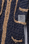 CHANEL 15C Navy Gold Metallic Pearl Trim Cardigan & Vest 38 シャネル ネイビー ゴールド メタリック パール トリミング カーディガン & ベスト 即発