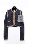 CHANEL 15C Navy Gold Metallic Pearl Trim Cardigan & Vest 38 シャネル ネイビー ゴールド メタリック パール トリミング カーディガン & ベスト 即発