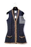 CHANEL 15C Navy Gold Metallic Pearl Trim Cardigan & Vest 38 シャネル ネイビー ゴールド メタリック パール トリミング カーディガン & ベスト 即発