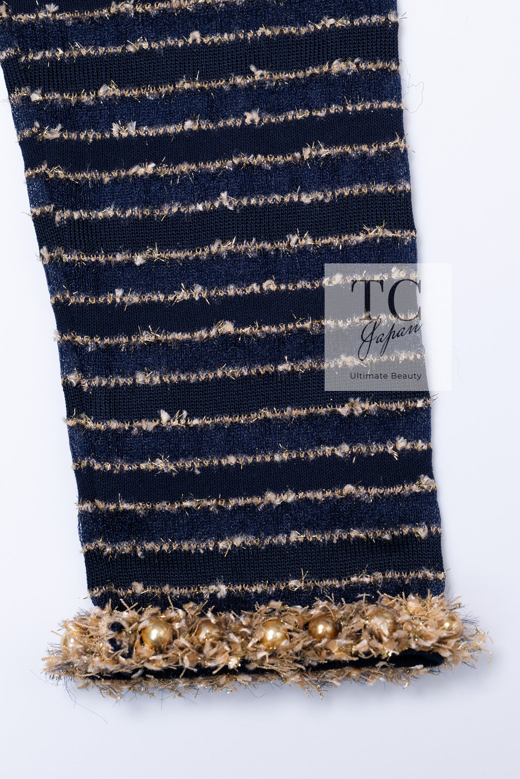 CHANEL 15C Navy Gold Metallic Pearl Trim Cardigan & Vest 38 シャネル ネイビー ゴールド メタリック パール トリミング カーディガン & ベスト 即発