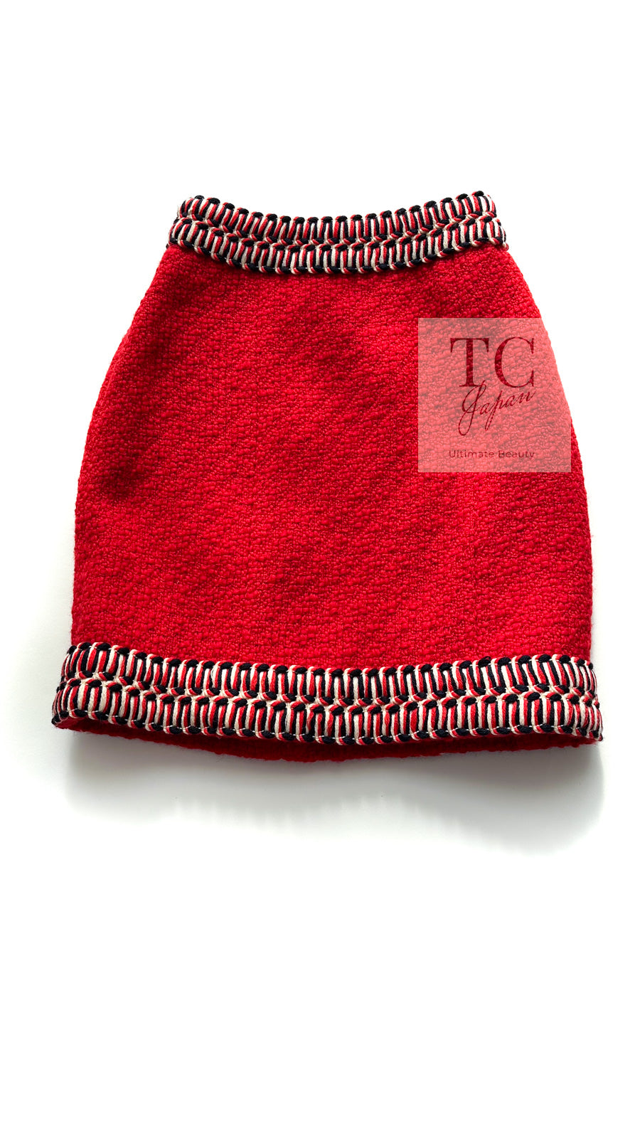 CHANEL 90A Vintage Supermodel Red Wool Tweed Skirt 34 36 シャネル ヴィンテージ スーパーモデル レッド ウール ツイード スカート 即発