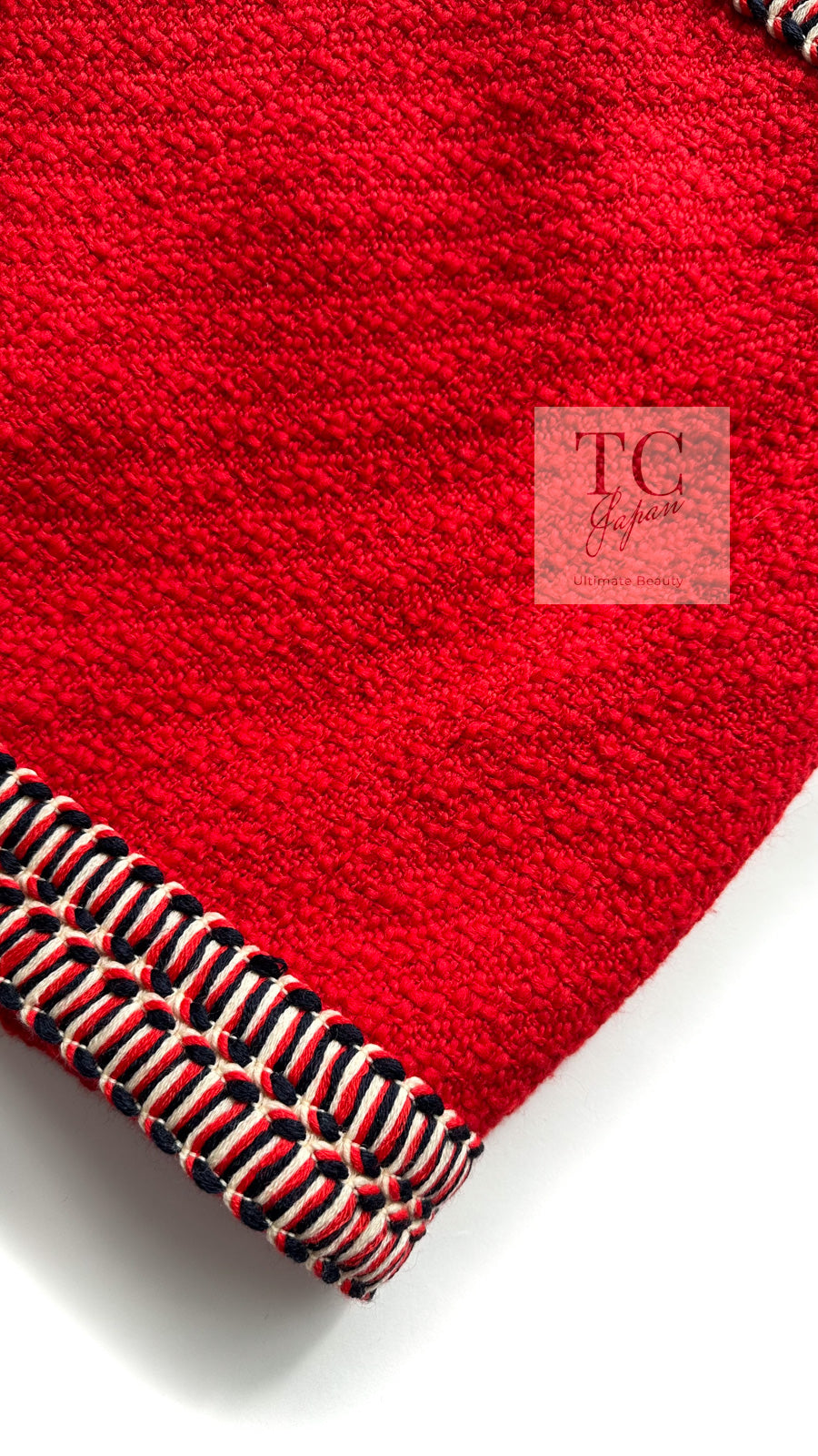 CHANEL 90A Vintage Supermodel Red Wool Tweed Skirt 34 36 シャネル ヴィンテージ スーパーモデル レッド ウール ツイード スカート 即発