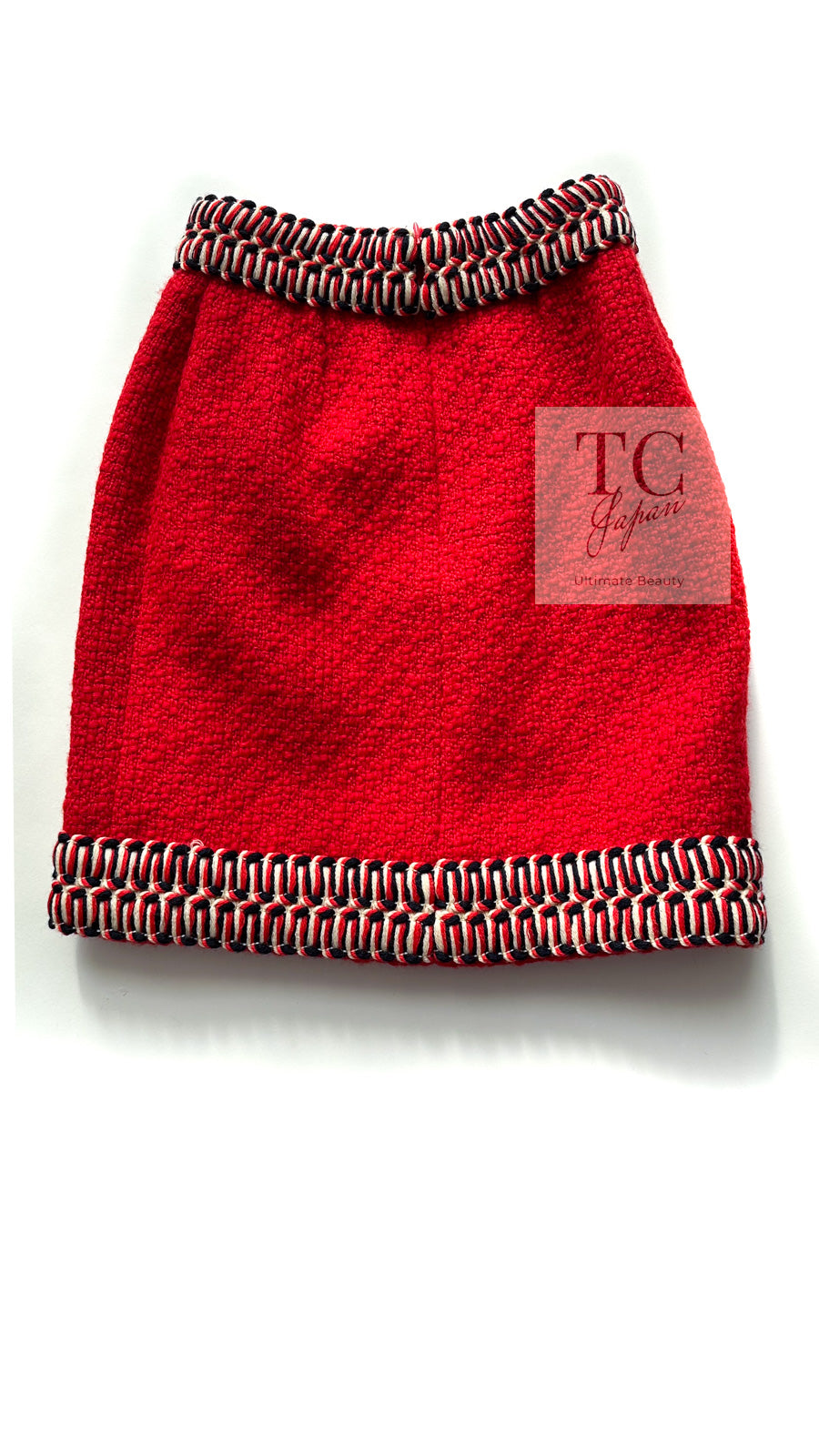 CHANEL 90A Vintage Supermodel Red Wool Tweed Skirt 34 36 シャネル ヴィンテージ スーパーモデル レッド ウール ツイード スカート 即発