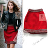 CHANEL 90A Vintage Supermodel Red Wool Tweed Skirt 34 36 シャネル ヴィンテージ スーパーモデル レッド ウール ツイード スカート 即発