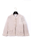 CHANEL 05A Beige Fringe Cashmere Knit Jacket Cardigan 34 36 シャネル ベージュ フリンジ カシミヤ ニット ジャケット カーディガン 即発