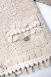CHANEL 05A Beige Fringe Cashmere Knit Jacket Cardigan 34 36 シャネル ベージュ フリンジ カシミヤ ニット ジャケット カーディガン 即発
