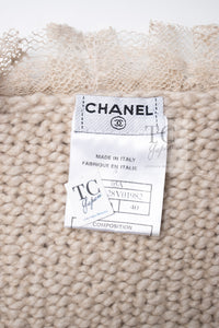 CHANEL 05A Beige Fringe Cashmere Knit Jacket Cardigan 34 36 シャネル ベージュ フリンジ カシミヤ ニット ジャケット カーディガン 即発