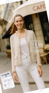 CHANEL 05A Beige Fringe Cashmere Knit Jacket Cardigan 34 36 シャネル ベージュ フリンジ カシミヤ ニット ジャケット カーディガン 即発