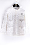 CHANEL 14S White Ivory Silver CC Logo Buttons Knit Cardigan 36 シャネル ホワイト アイボリー シルバー CC ロゴ ココ ボタン ニット カーディガン 即発