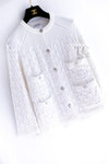CHANEL 14S White Ivory Silver CC Logo Buttons Knit Cardigan 36 シャネル ホワイト アイボリー シルバー CC ロゴ ココ ボタン ニット カーディガン 即発