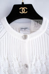 CHANEL 14S White Ivory Silver CC Logo Buttons Knit Cardigan 36 シャネル ホワイト アイボリー シルバー CC ロゴ ココ ボタン ニット カーディガン 即発