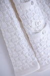 CHANEL 14S White Ivory Silver CC Logo Buttons Knit Cardigan 36 シャネル ホワイト アイボリー シルバー CC ロゴ ココ ボタン ニット カーディガン 即発