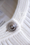 CHANEL 14S White Ivory Silver CC Logo Buttons Knit Cardigan 36 シャネル ホワイト アイボリー シルバー CC ロゴ ココ ボタン ニット カーディガン 即発