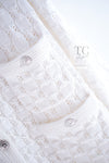 CHANEL 14S White Ivory Silver CC Logo Buttons Knit Cardigan 36 シャネル ホワイト アイボリー シルバー CC ロゴ ココ ボタン ニット カーディガン 即発