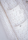 CHANEL 14S White Ivory Silver CC Logo Buttons Knit Cardigan 36 シャネル ホワイト アイボリー シルバー CC ロゴ ココ ボタン ニット カーディガン 即発