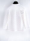CHANEL 14S White Ivory Silver CC Logo Buttons Knit Cardigan 36 シャネル ホワイト アイボリー シルバー CC ロゴ ココ ボタン ニット カーディガン 即発
