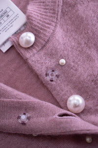CHANEL 14B Pink CC Pearl Button Mohair Cashemre Knit Cardigan 34 38 シャネル ピンク CC ココボタン モヘア カシミヤ ニット カーディガン 即発