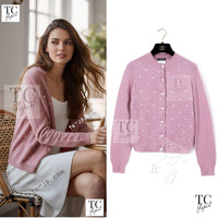 CHANEL 14B Pink CC Pearl Button Mohair Cashemre Knit Cardigan 34 38 シャネル ピンク CC ココボタン モヘア カシミヤ ニット カーディガン 即発