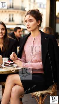 CHANEL 14B Pink CC Pearl Button Mohair Cashemre Knit Cardigan 34 38 シャネル ピンク CC ココボタン モヘア カシミヤ ニット カーディガン 即発 - TC JAPAN