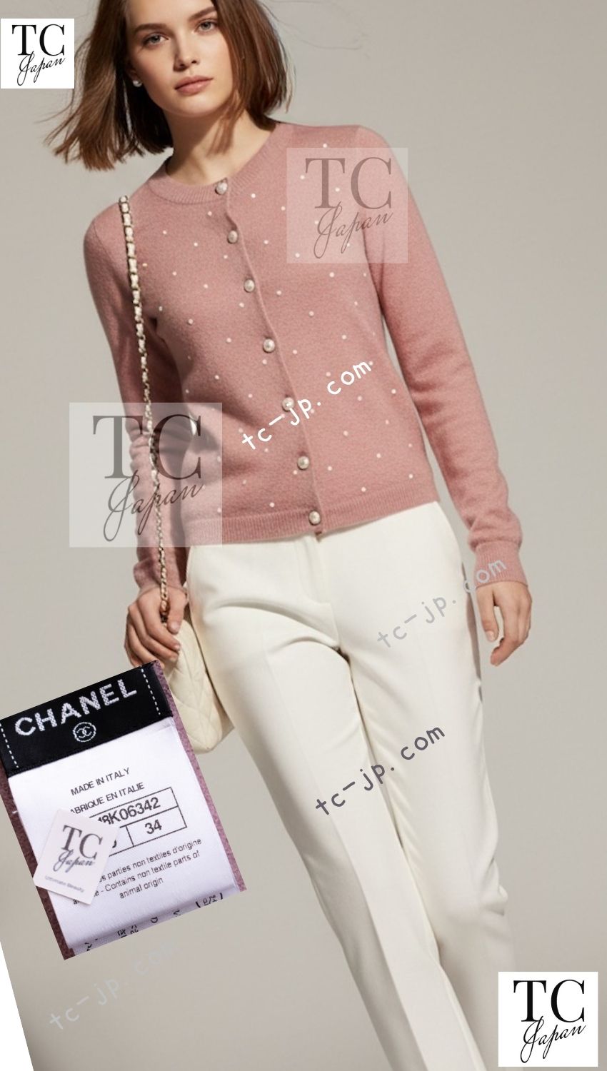 CHANEL 14B Pink CC Pearl Button Mohair Cashemre Knit Cardigan 34 38 シャネル ピンク CC ココボタン モヘア カシミヤ ニット カーディガン 即発