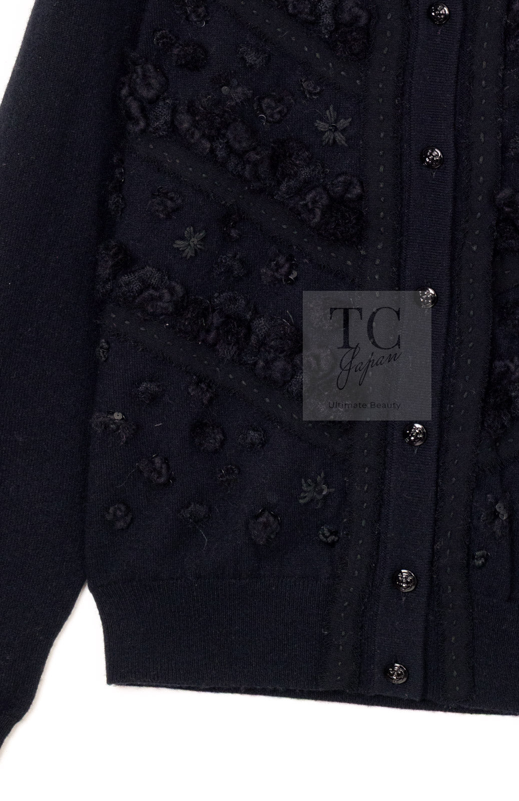 CHANEL 09A Black Sequins Cashmere Knit Cardigan 38 40 シャネル ブラック スパンコール 装飾 カシミヤ ニット カーディガン 即発