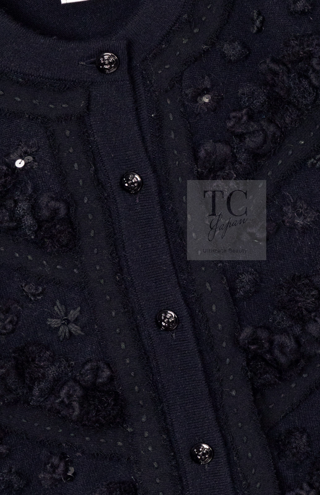 CHANEL 09A Black Sequins Cashmere Knit Cardigan 38 40 シャネル ブラック スパンコール 装飾 カシミヤ ニット カーディガン 即発