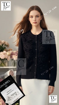 CHANEL 09A Black Sequins Cashmere Knit Cardigan 38 40 シャネル ブラック スパンコール 装飾 カシミヤ ニット カーディガン 即発