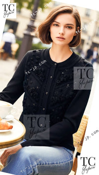 CHANEL 09A Black Sequins Cashmere Knit Cardigan 38 40 シャネル ブラック スパンコール 装飾 カシミヤ ニット カーディガン 即発