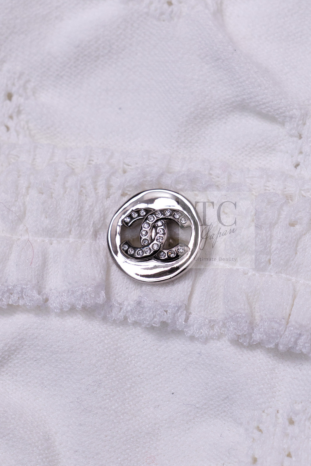 CHANEL 24PS White Cotton CC Logo Knit Cardigan 34 シャネル ホワイト コットン ココマーク CC ロゴ ニット カーディガン 即発