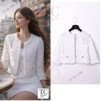 CHANEL 24PS White Cotton CC Logo Knit Cardigan 34 シャネル ホワイト コットン ココマーク CC ロゴ ニット カーディガン 即発