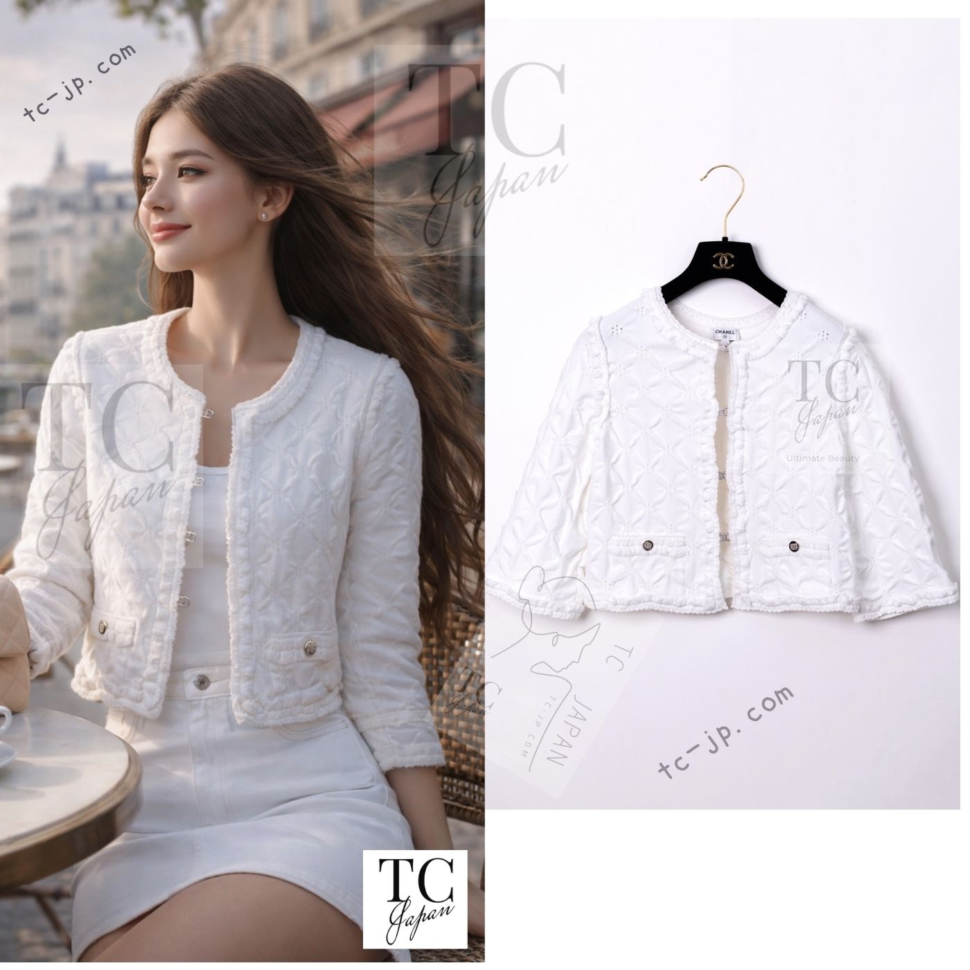 CHANEL 24PS White Cotton CC Logo Knit Cardigan 34 シャネル ホワイト コットン ココマーク CC ロゴ ニット カーディガン 即発